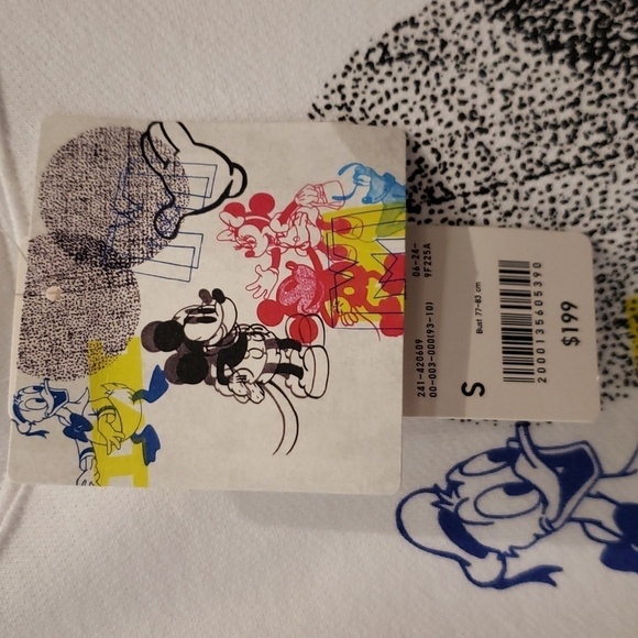 Nwt Disney Uni Glo Hoodie Mickey Art White Long Sleeve Sweat Hoodie - Picture 8 of 11